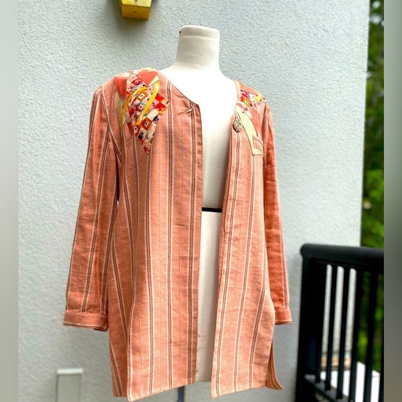 Canvasbacks Lutton & Horsfield Jackets & Blazers - Vintage 80’s vibe Peach Orange Womens Rayon Long Blazer size small